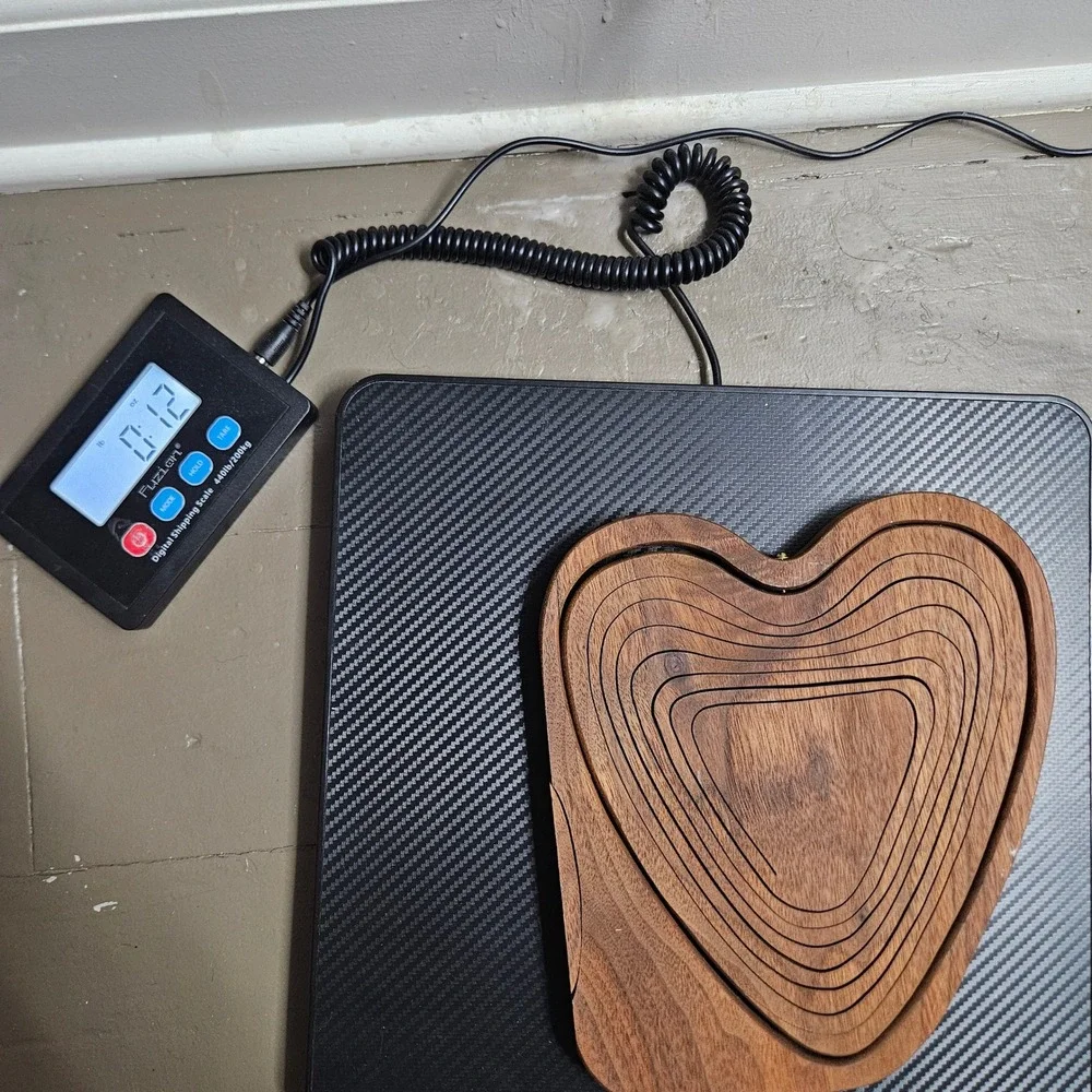 Vintage Heart Shaped Collapsible Wood Fruit Basket Trivet Walnut MCM Decor 10x11